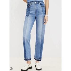 New NWT Loft The Straight High-Rise Two-Tone Jeans Size 31 12 Petite